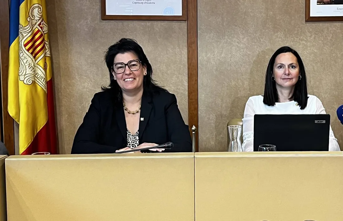 Sansa i Molné, oferint una roda de premsa al Comú de la Massana.