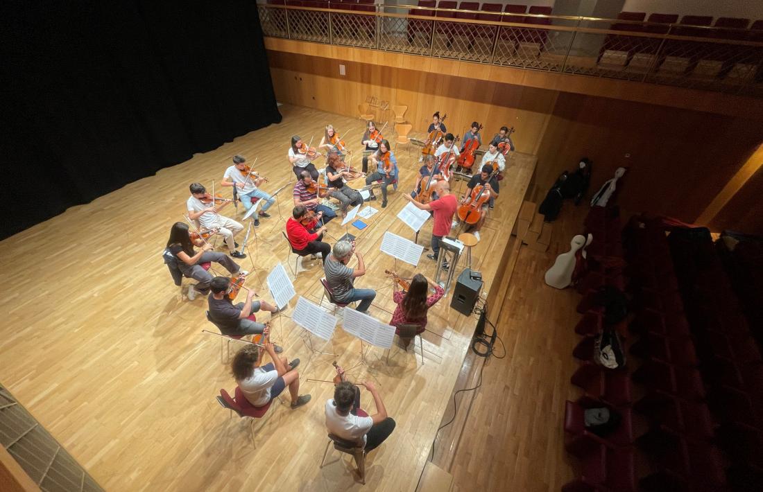 Un assaig de cara al concert de Meritxell a l'Auditori Nacional.