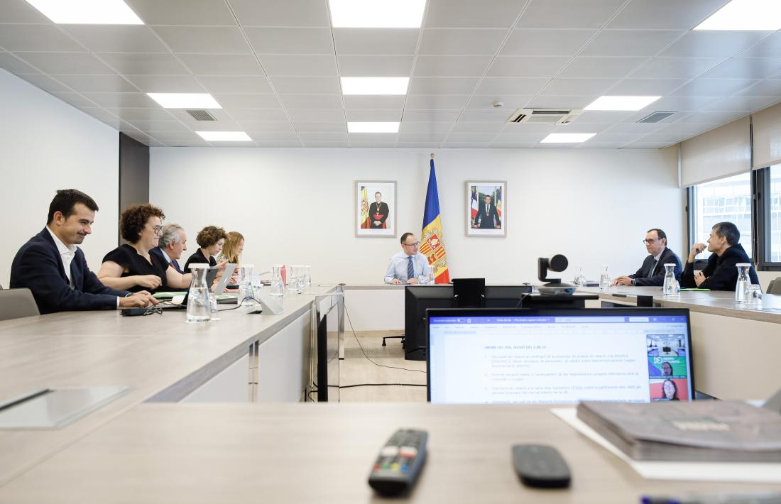 Un moment de la reunió del pacte d'Estat per a la UE d'aquest matí.