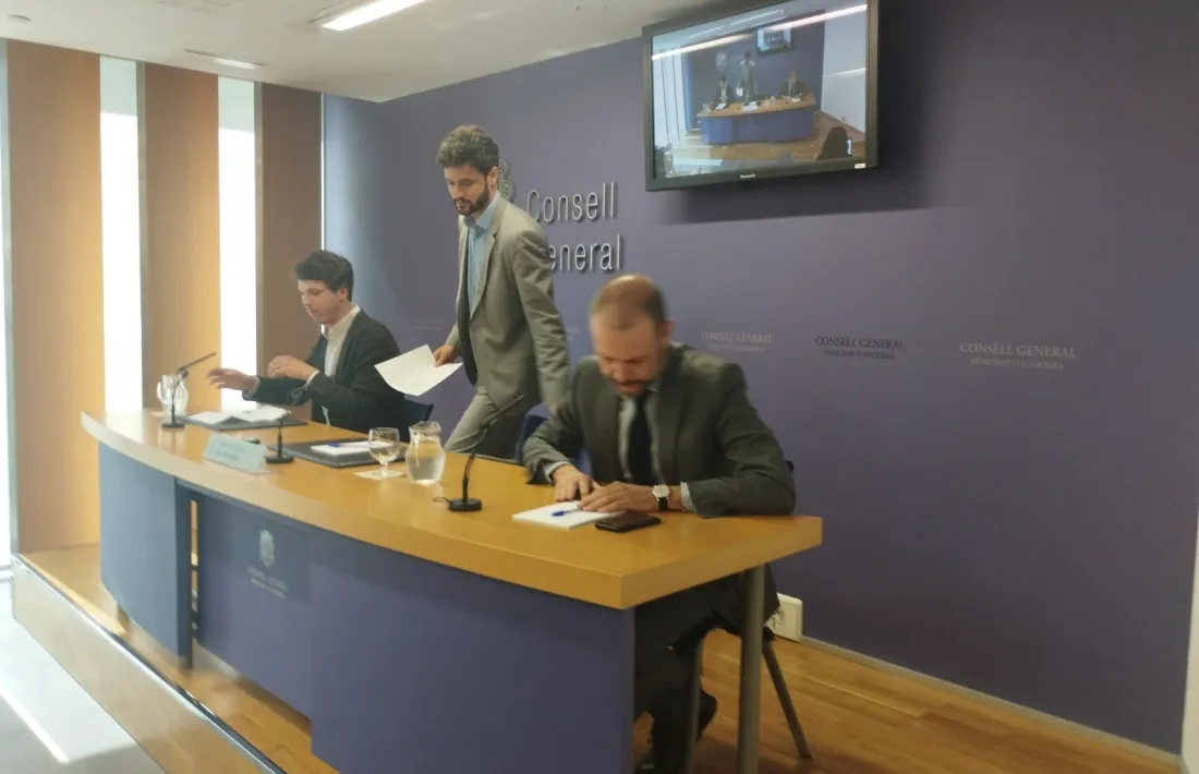 Pol Bartolomé, Cerni Escalé i Jordi Casadevall van presentar ahir les modificacions que Concòrdia planteja a la Llei d’inversió estrangera.