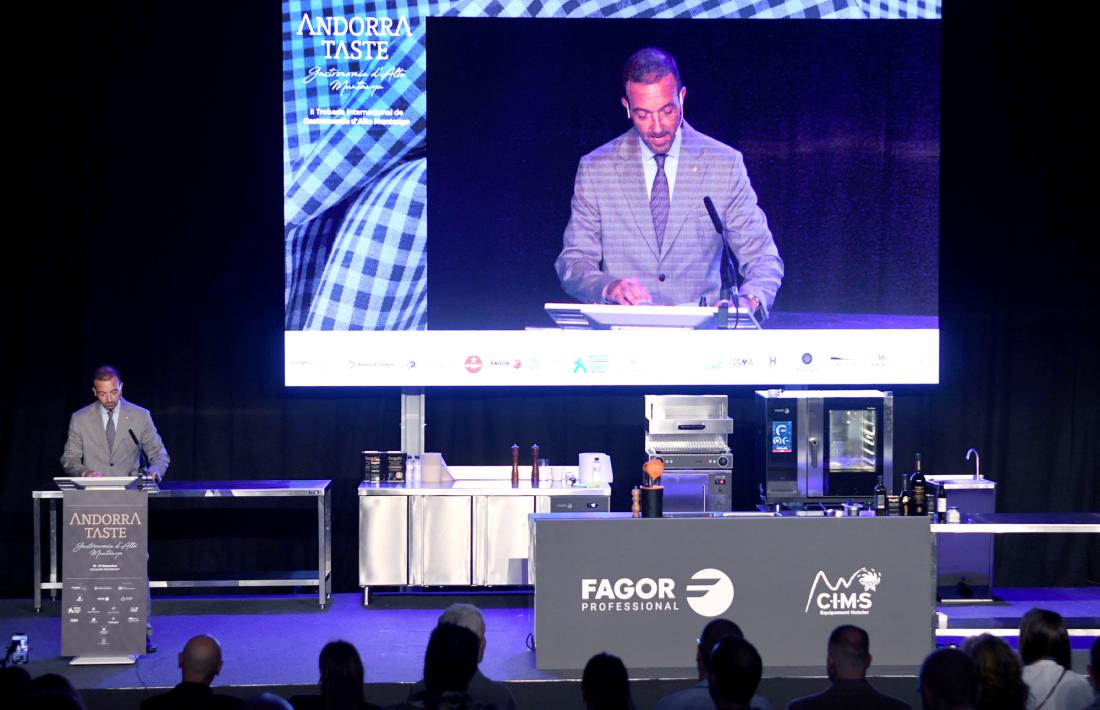 El ministre de Turisme i Comerç, Jordi Torres, ahir durant la seva intervenció en la inauguració de l’Andorra Taste.