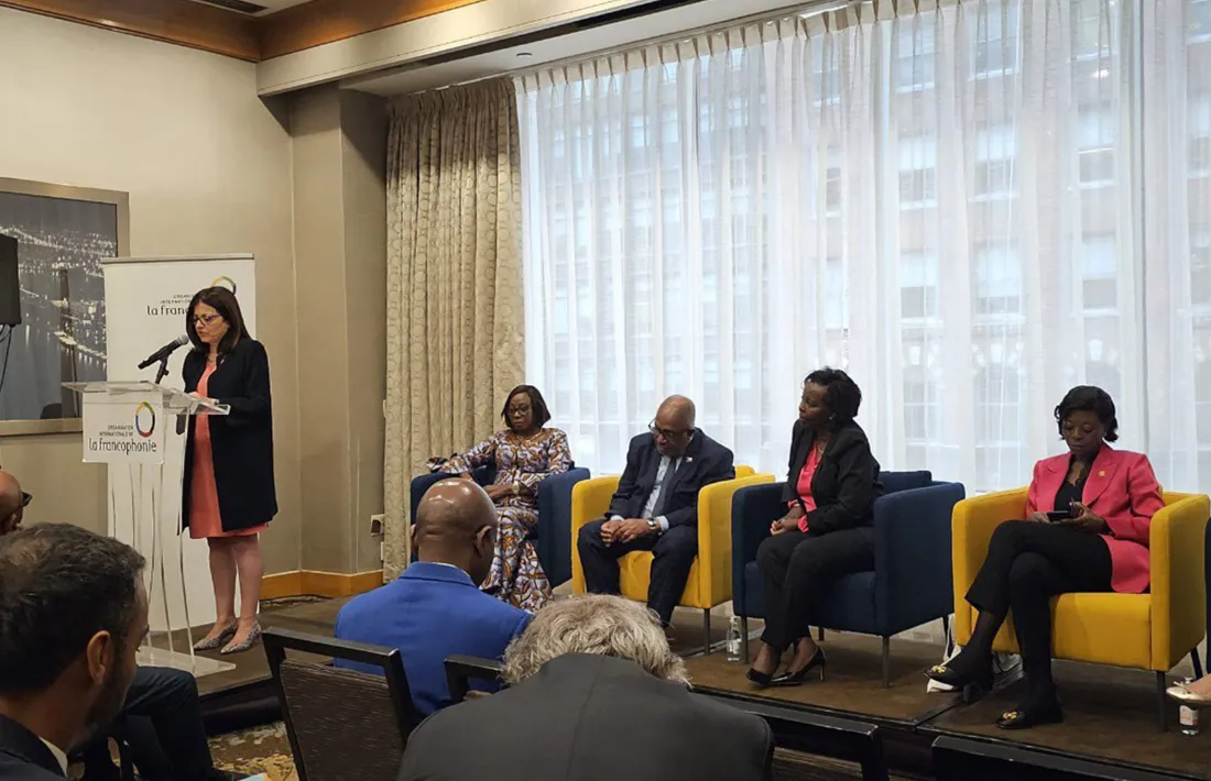 Imma Tor en un moment de la seva intervenció en la reunió de la Francofonia.