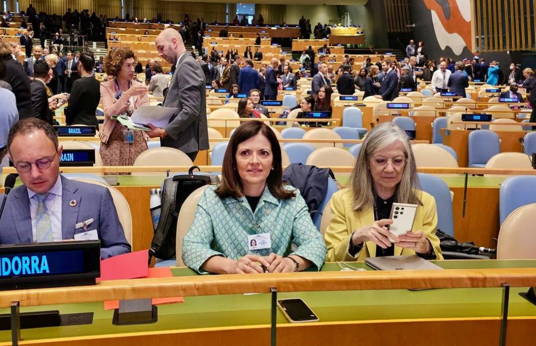 La delegació andorrana a l'obertura de la Cimera dels Objectius de Desenvolupament Sostenible.