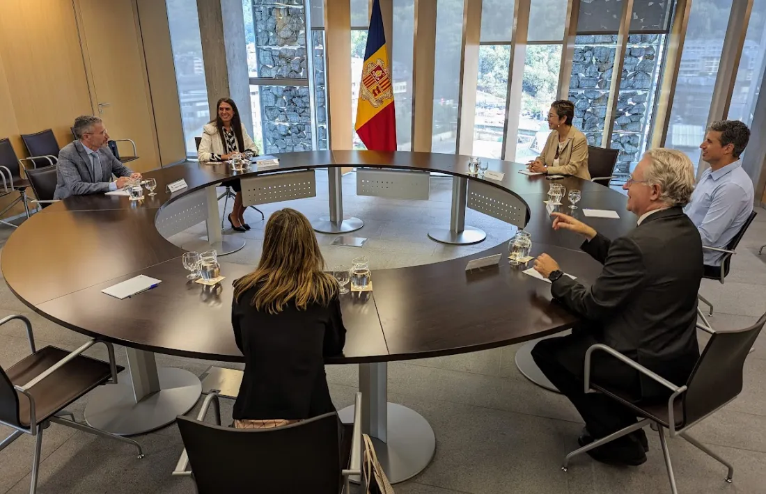 Un moment de la trobada mantinguda aquesta tarda.