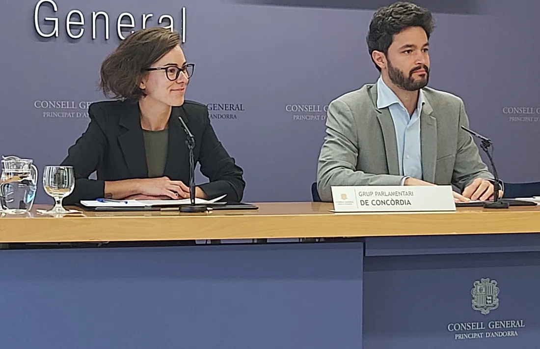 Núria Segués i Cerni Escalé han presentat avui al Consell General les dues proposicions de llei que ha treballat Concòrdia.