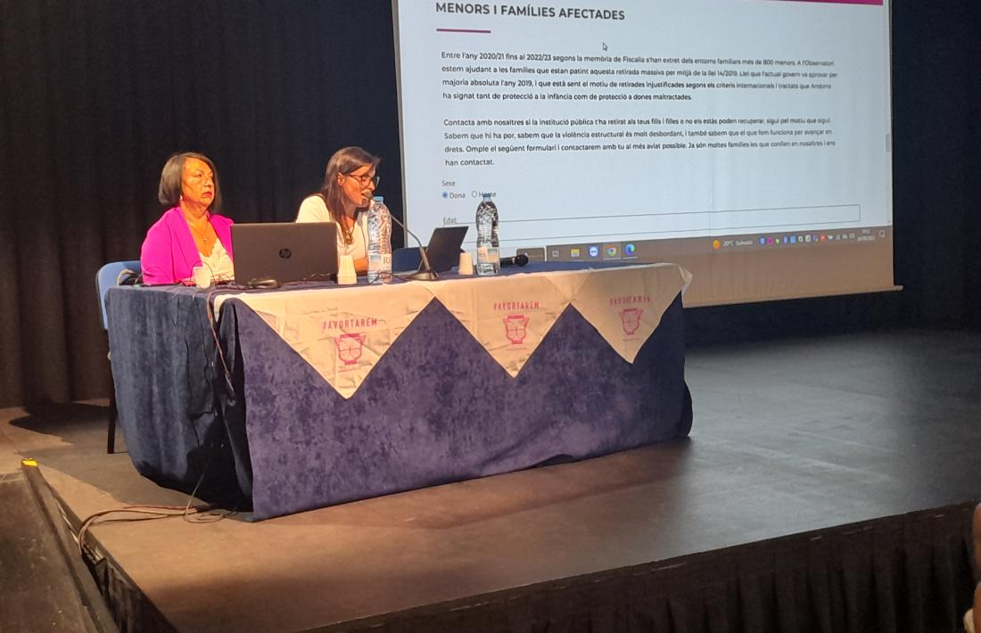 Un moment de la presentació de l’acreditació Ecosoc i l’observatori del feminisme.