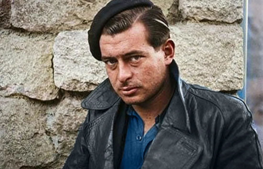 Retrat original de Marcel·lí Massana en blanc i negre dipositat a l’Arxiu i acolorit pel perfil Catalunya Color.