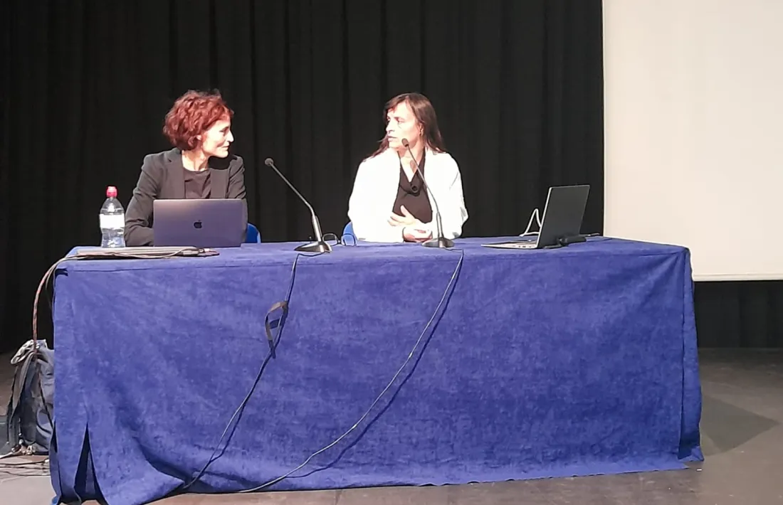 Gema Fernández i Vanessa Mendoza en la roda de premsa d'aquest matí.
