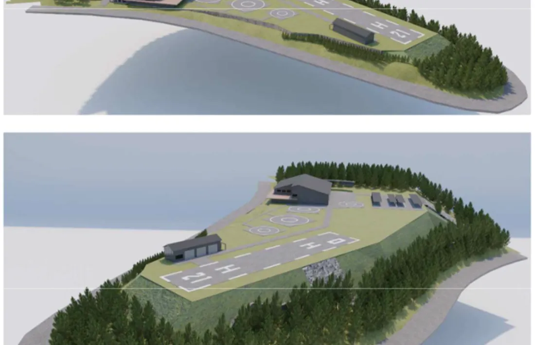 Rènder de la maqueta del futur heliport nacional.