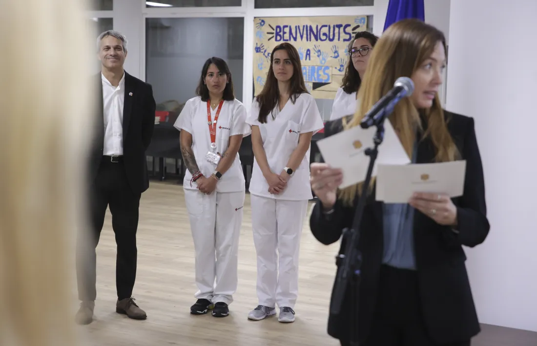 Un moment de la inauguració del centre de dia Els Paraires, a l’avinguda del Fener d’Escaldes-Engordany, avui.