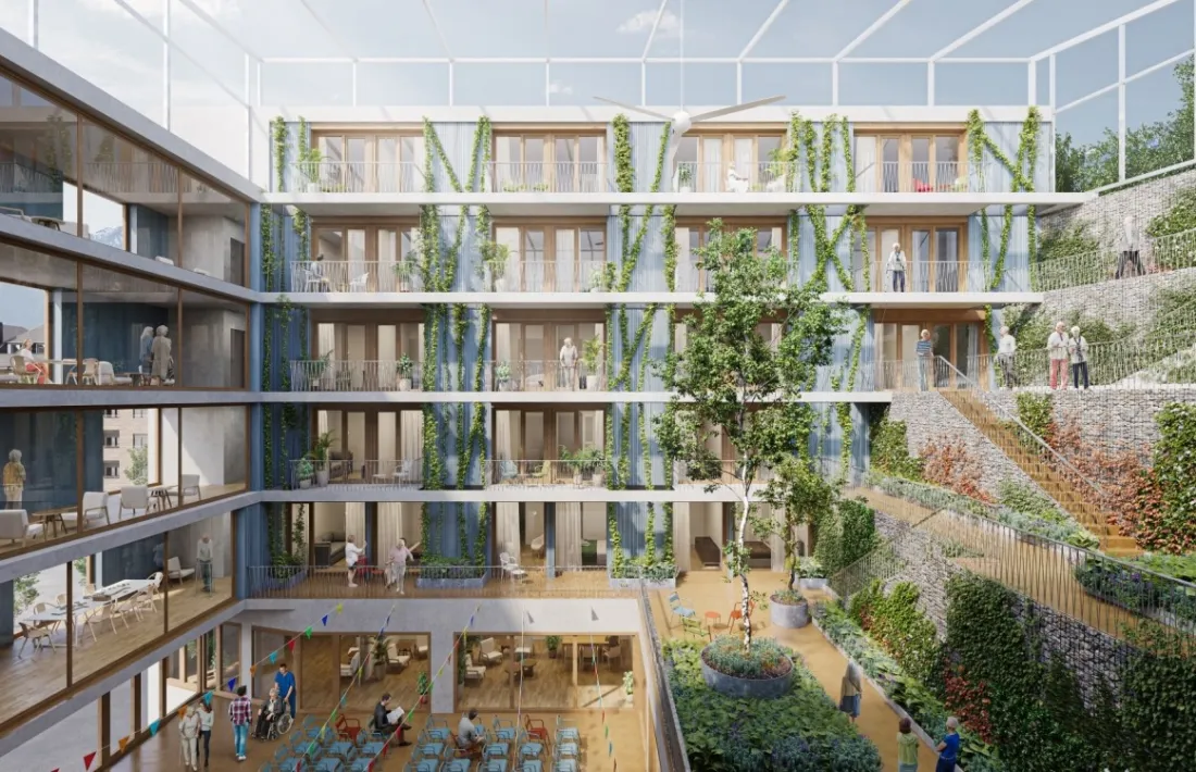 Projecció de com ha de ser l’edifici dels pisos tutelats per a la gent gran.