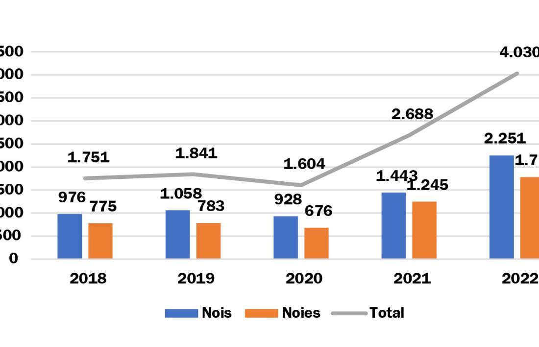 Evolució de les visites de joves d'11 a 17 anys a les consultes externes del servei de salut mental del SAAS.