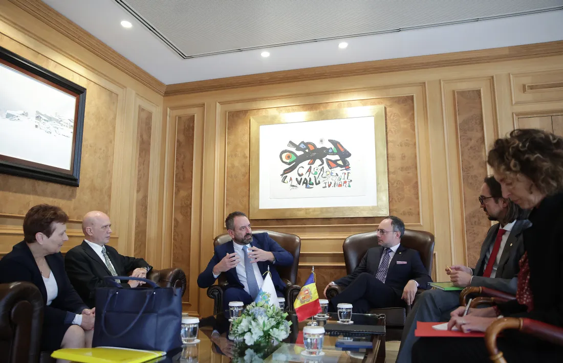 Un moment de la reunió de treball d’Espot i Beccari amb els respectius equips negociadors de l’Acord d’associació.