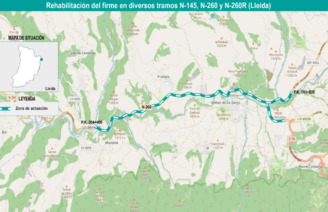 Mapa dels punts on s'efectuaran les millores. 