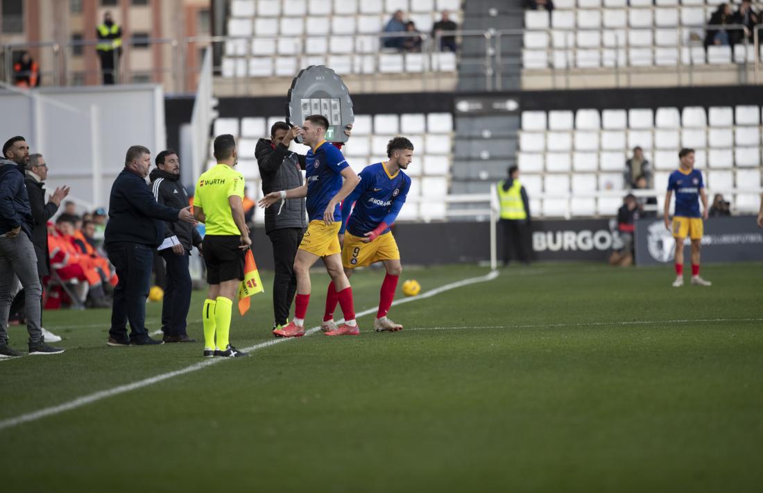 Aurélien Scheidler, davanter francès de l’FC Andorra, va ser substituït i també criticat a Burgos pel seu entrenador, Eder Sarabia.