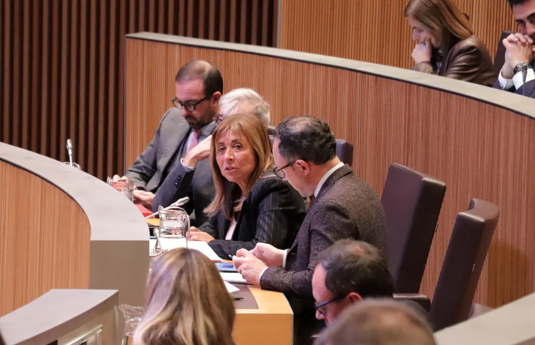 Marsol a les files reservades per al Govern a l'hemicicle.