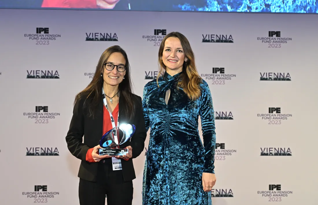 La directora del FRJ, Eulàlia Orobitg amb Diane Brückler, Managing Director de Virtus Investment Partners.