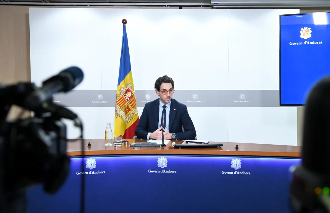 El ministre portaveu, Guillem Casal, durant la roda de premsa posterior al consell de ministres, avui.