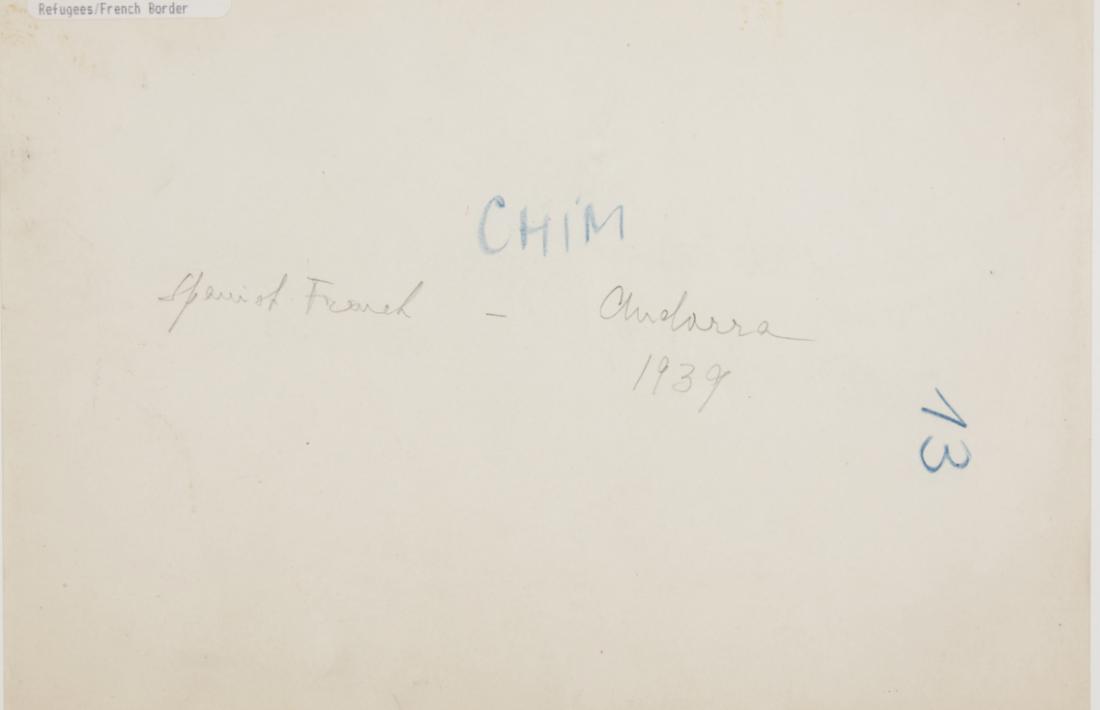 Revers de la fotografia del Pas, amb la firma de Chim i l’anotació: “Spanish French - Andorra 1939”.