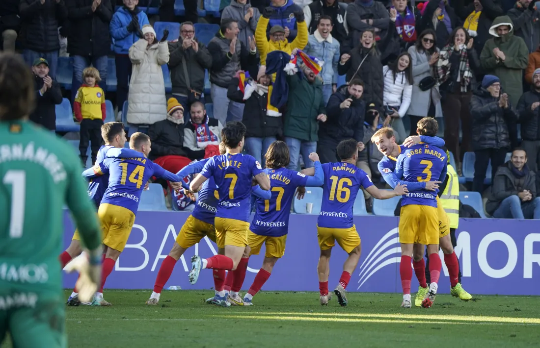 Sergi Samper, migcampista de l’FC Andorra, va marcar el primer gol com a professional al futbol espanyol i va valer tres punts.