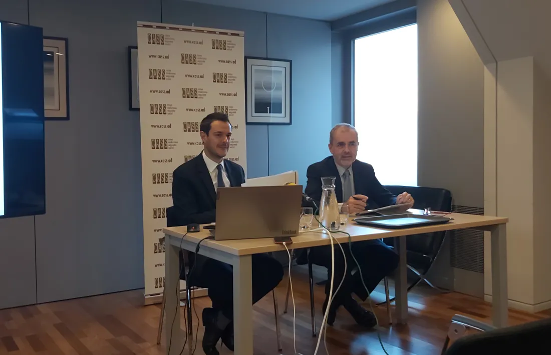 Marc Galabert i Josep Escoriza en la compareixença per fer balanç de l’any i comentar les previsions de cara al 2024.