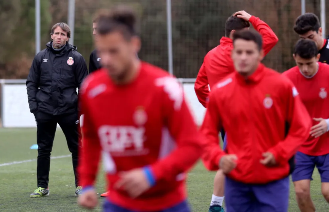 Javi García quan va ser tècnic interí del Peralada en substitució de Juan Carlos Moreno.