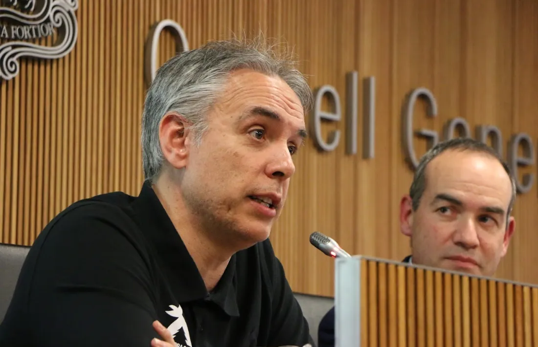 David Hidalgo i Jordi Alcobé, a la compareixença del Consell General.