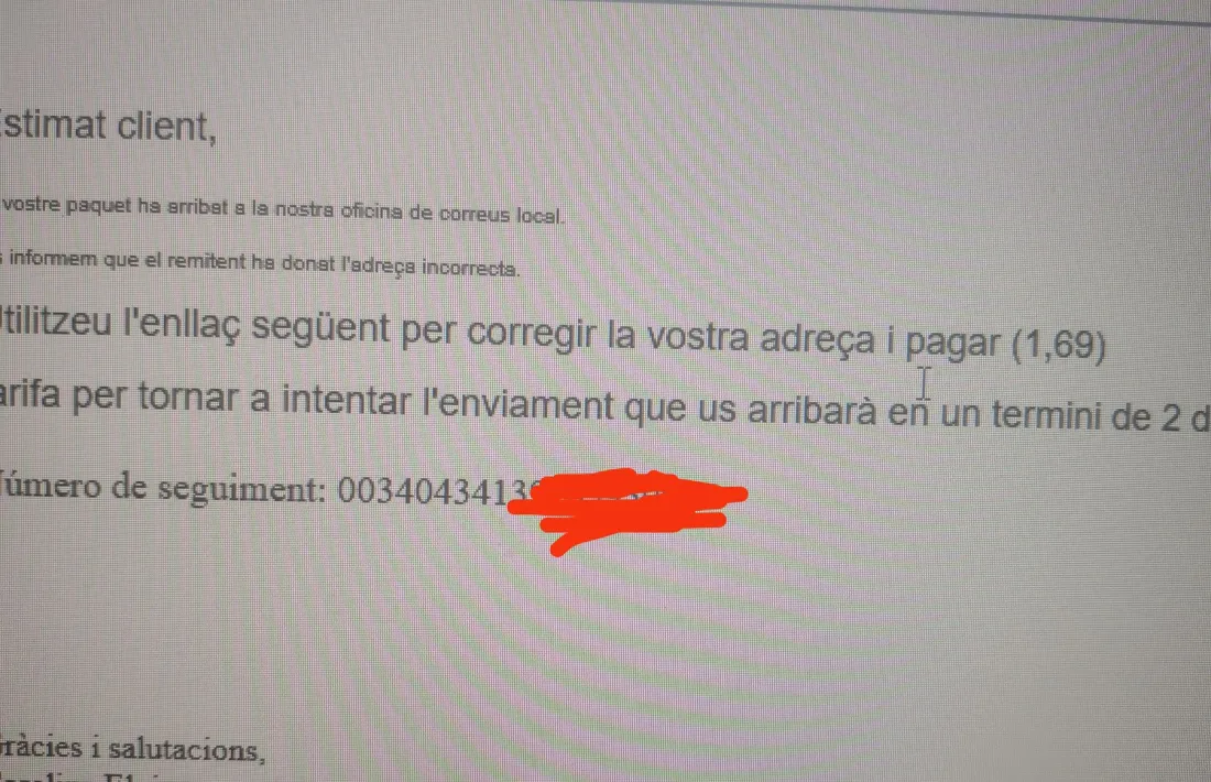 El correu fent-se passar per DHL.