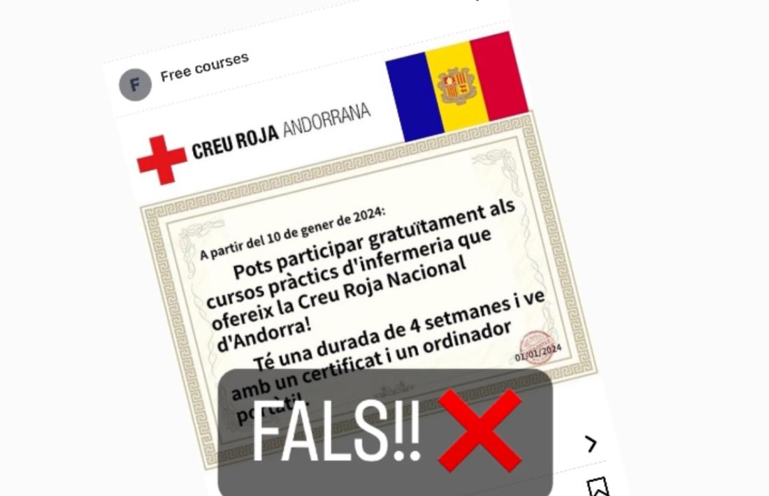 El tuit de la Creu Roja alertant de la falsedat de l'oferta.