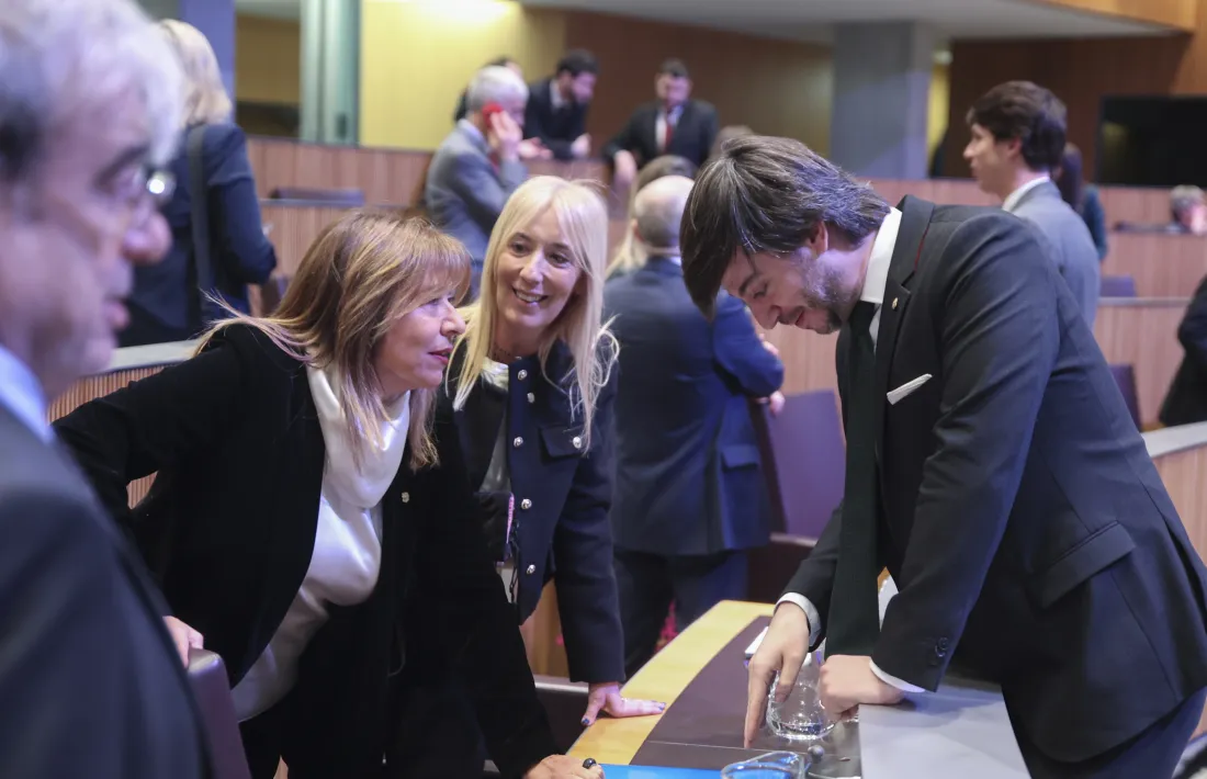 Marsol parlant amb els síndics abans d’iniciar la sessió del Consell General.