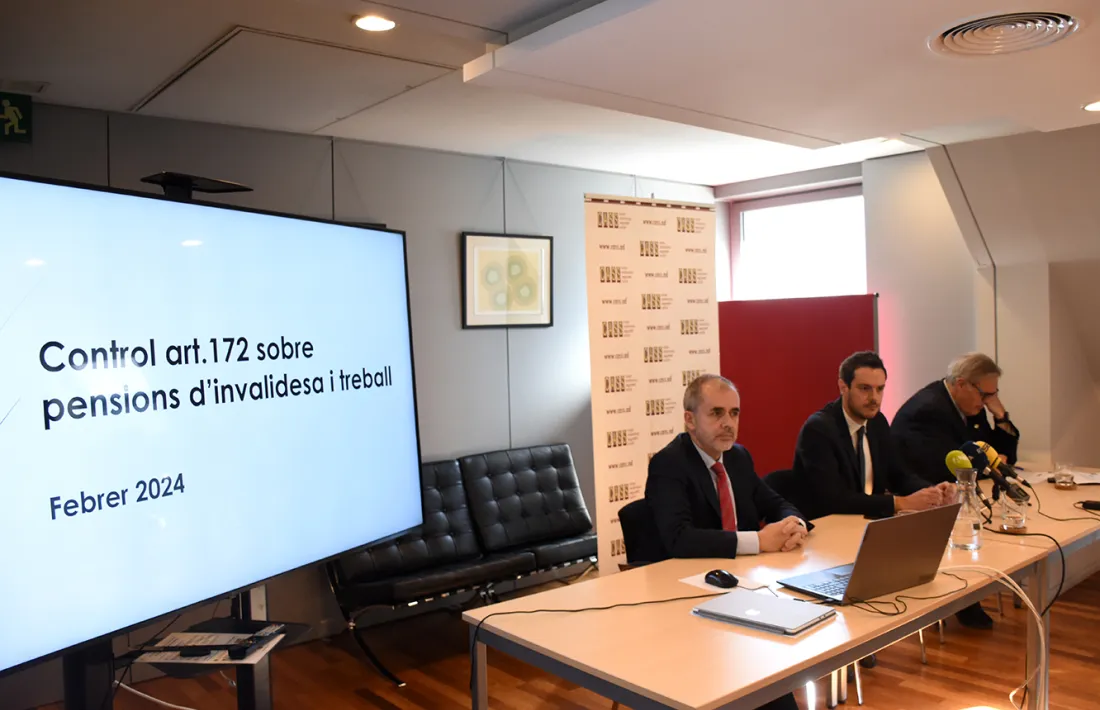 Josep Escoriza, Marc Galabert i Jacint Risco durant la compareixença d'aquest divendres.