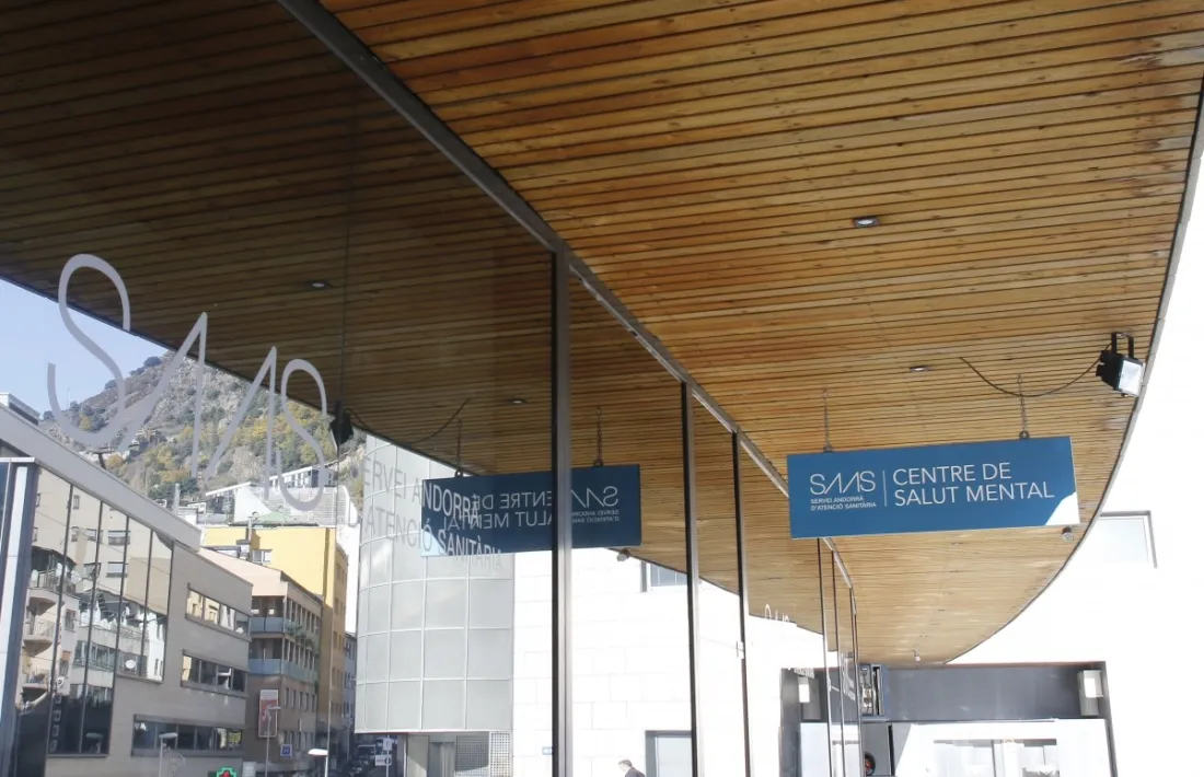 L’entrada al centre de salut mental, a l’hospital Nostra Senyora de Meritxell.