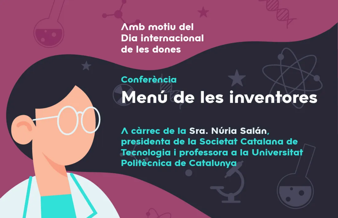 El cartell promocional de la xerrada 'Menú de les inventores' de Núria Salán.