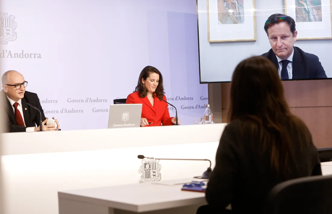 Ramon Lladós, Noelia Souque i Rodolphe Blavy en la compareixença conjunta d’aquesta tarda.