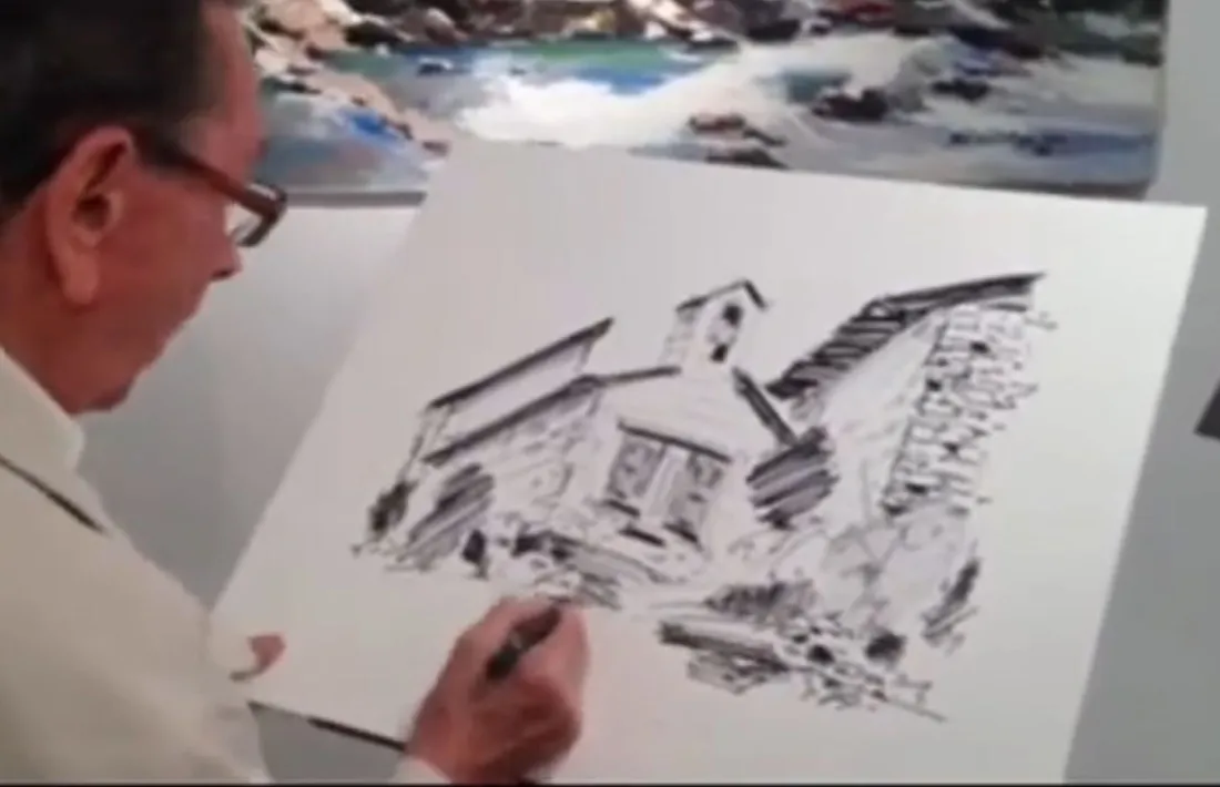 El pintor escaldenc en una demostració de canya a l’exposició del Museu Fàbrica Reig del 2013.