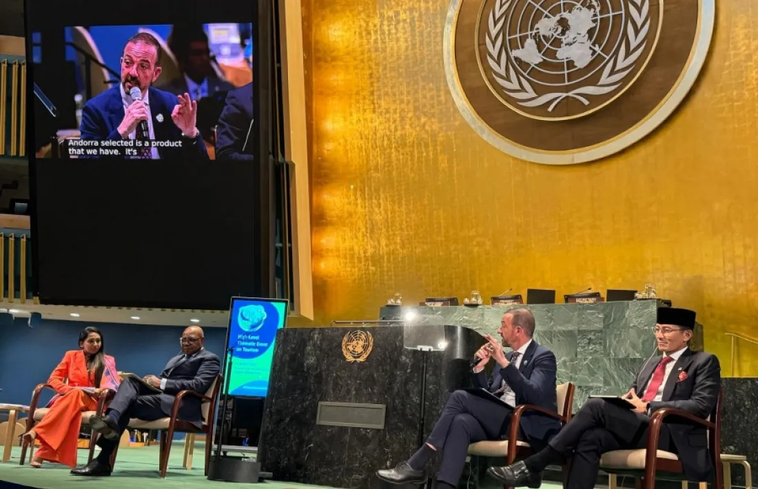Torres intervenint a la taula rodona a l'ONU.