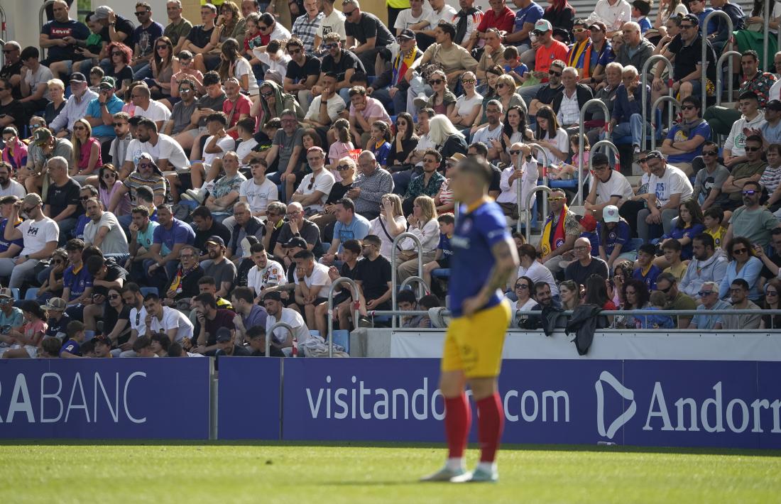 Jorge Pombo, en l’últim partit de l’FC Andorra disputat a l’Estadi Nacional contra l’Eibar.