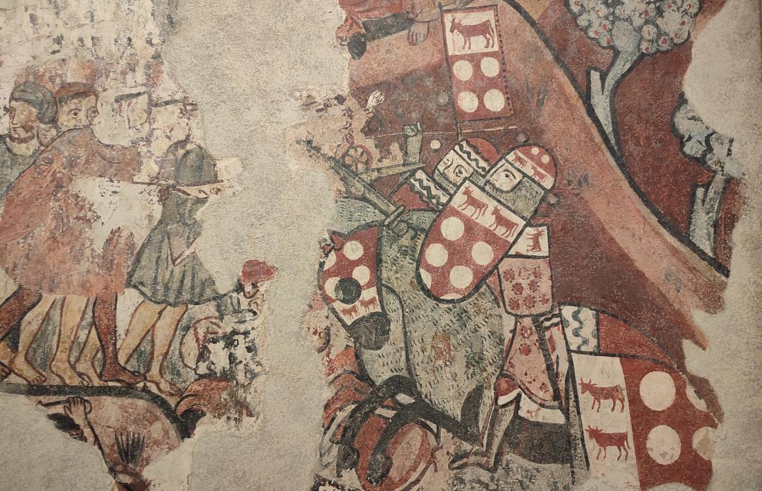  Detall de Guillem de Montcada a cavall, dels frescos del Palau d’Aguilar, actualment al MNAC.