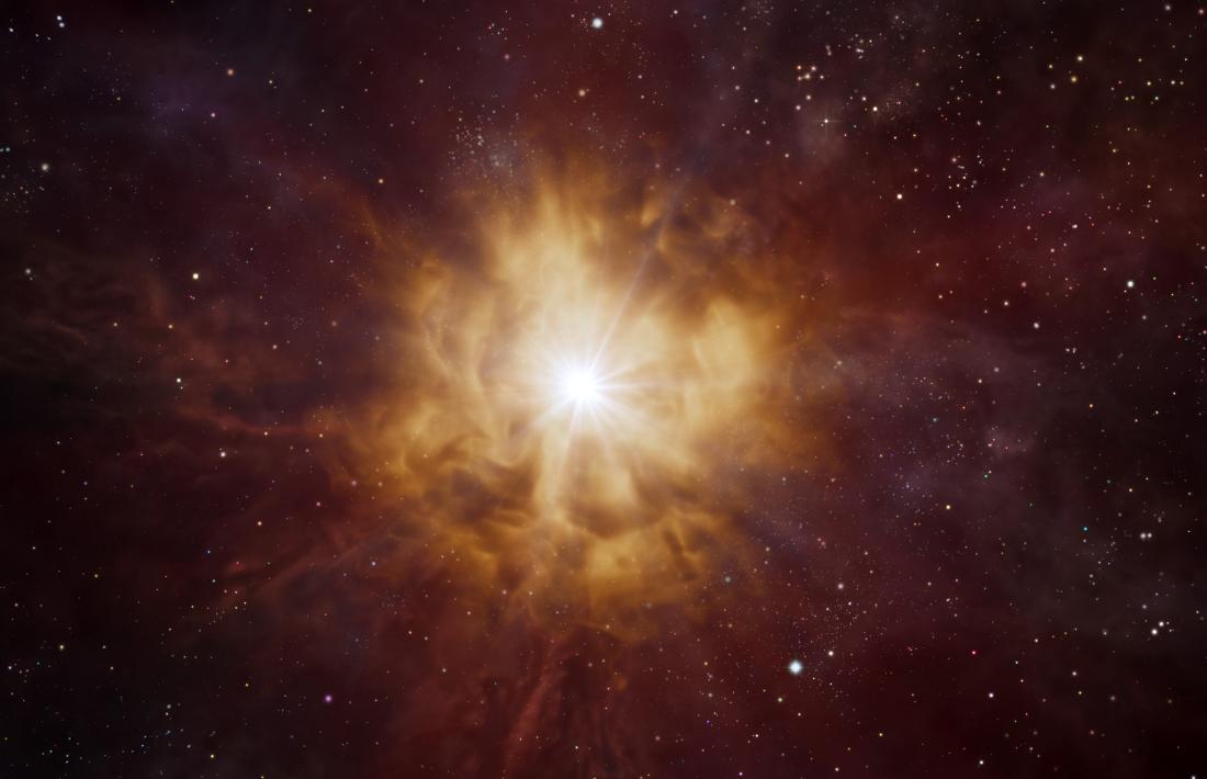 Impressió artística d’un estel tipus Wolf-Rayet envoltat per una nebulosa del material expulsat pel mateix estel 