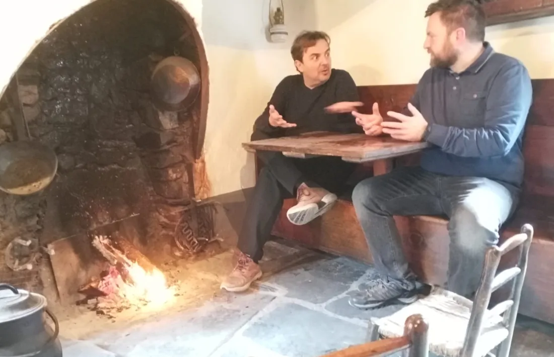 Quim Valera amb Robert Lizarte, a Casa Cristo. 