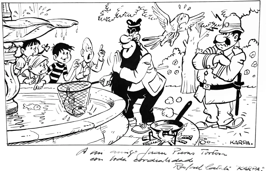 Jaimito i la seva tropa, en una vinyeta autògrafa de Karpa.