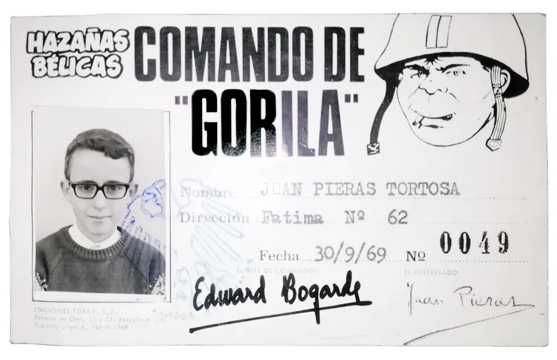 Carnet de comando a nom de Joan Pieras, expedit el 1969 i firmat per Edward Bogarde.