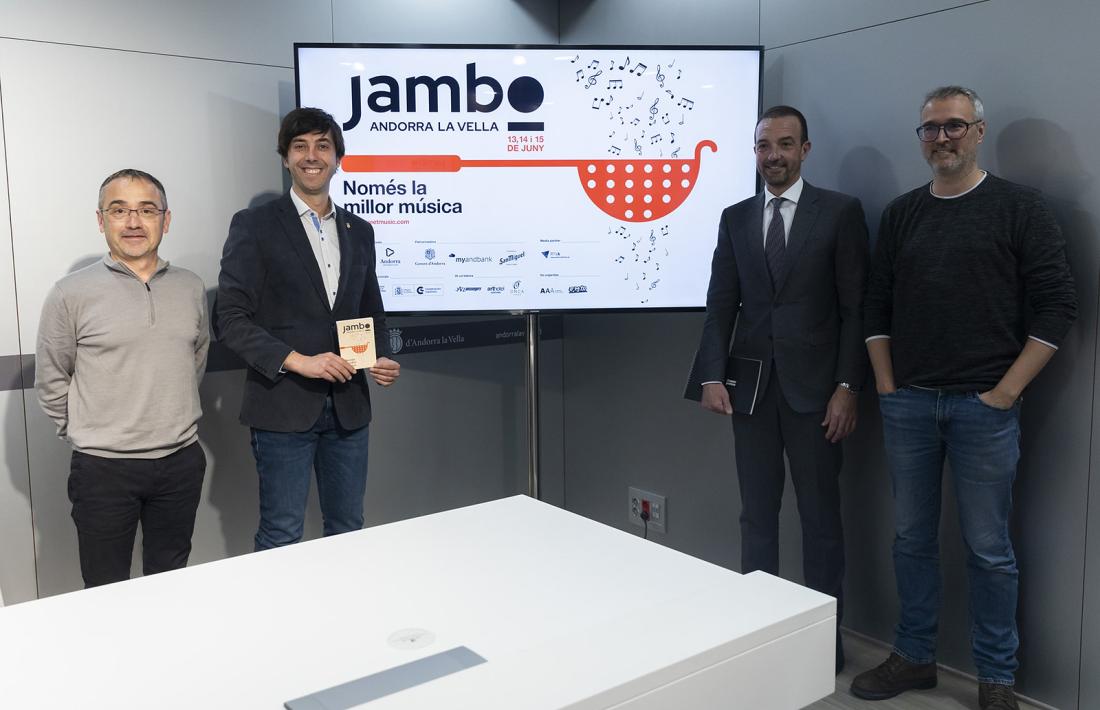 Toni Colom, Sergi González, Jordi Torres i Oriol Vilella, en la presentació de l’11a edicio del Jambo.
