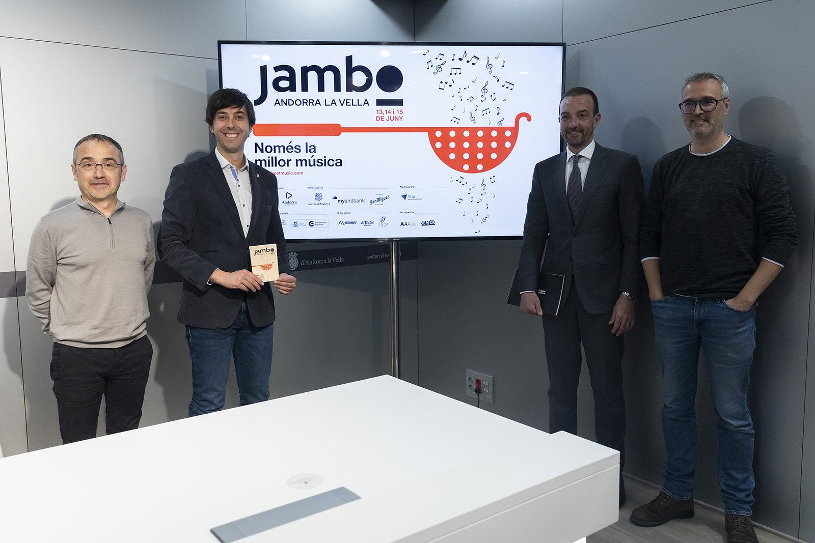 Toni Colom, Sergi González, Jordi Torres i Oriol Vilella, en la presentació de l’11a edicio del Jambo.