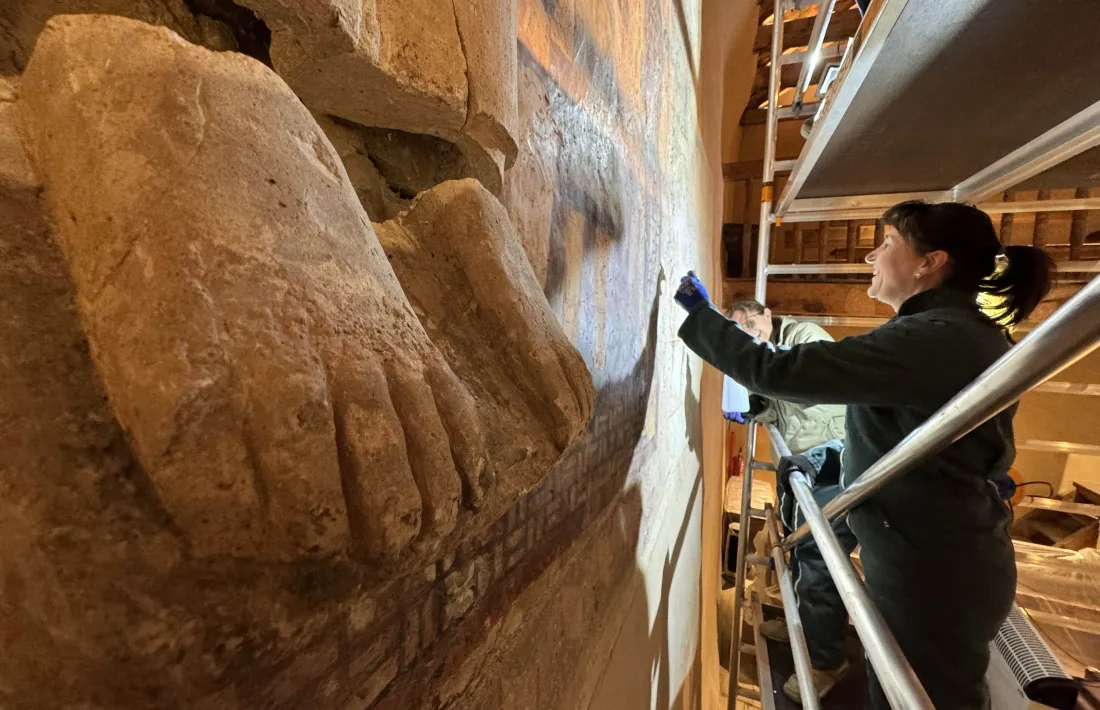 Els tècnics de Patrimoni Cultural durant els treballs