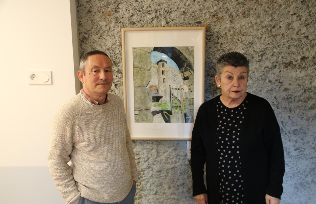 L'artista, Jesús Castillo, a la inauguració de l'exposició 'El llegat del temps'.