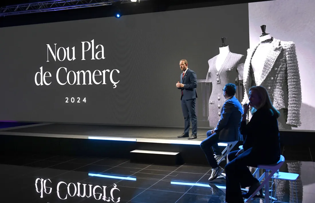 Un oment de la presentació del nou pla de comerç, a la sala Unsquare Studio, avui.