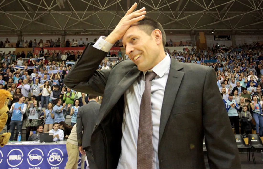 Natxo Lezkano, en l'ascens a l'ACB amb el Breogán de Lugo.