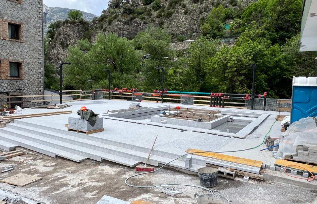 Vista de les obres del projecte Caldes, aquest migdia.