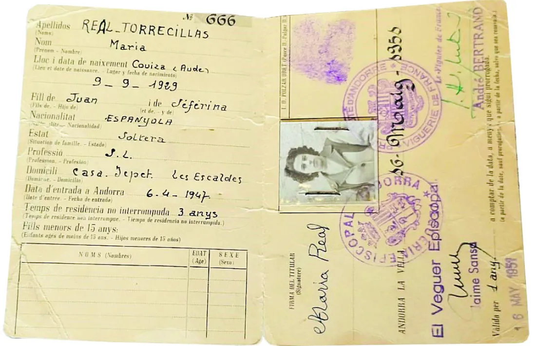 Autorització de residència anual expedida pels veguers el 1951.